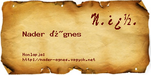 Nader Ágnes névjegykártya